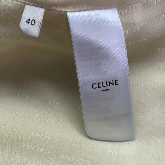 CELINE Size 8 Cream Gold Wool Blend Short Sleeve Jacket Blazer - Picture 8 of 9